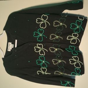 Jack B Quick Vintage beaded shamrock cardigan Small